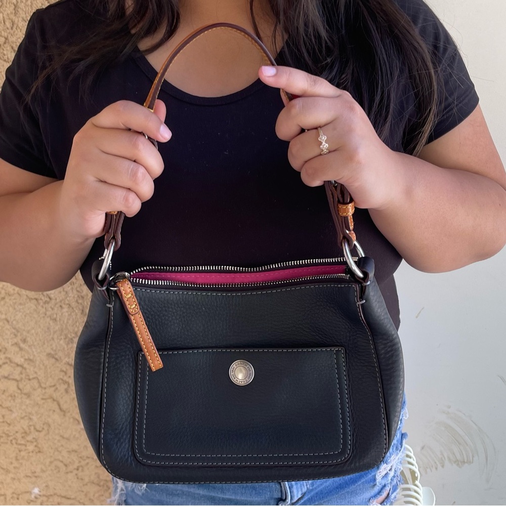 Coach Black and Brown Shoulder Bag with Chain Straps